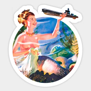 underwater girl retro vintage Sticker